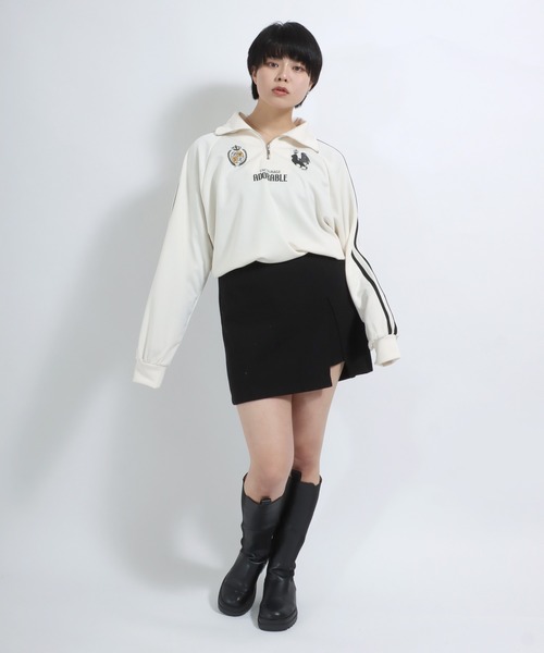 Salong hameu(サロン ハミュー)の「ユニフォーム風 ハーフジップジャージトップス レディース/プルオーバーカットソー(ジャージ・レディース・ネイビー/アイボリー/ブラック・M/L)」の22枚目の写真