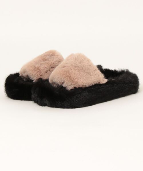 STYLEBLOCK（スタイルブロック）の「ファースリッパサンダル（サンダル・レディース・グリーン/カーキ/ピンク/ベージュ/ブラック・36/37/38/40/41/42/35/39）」の3枚目の写真