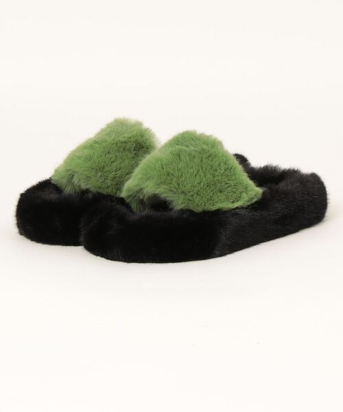 STYLEBLOCK（スタイルブロック）の「ファースリッパサンダル（サンダル・レディース・グリーン/カーキ/ピンク/ベージュ/ブラック・36/37/38/40/41/42/35/39）」の10枚目の写真