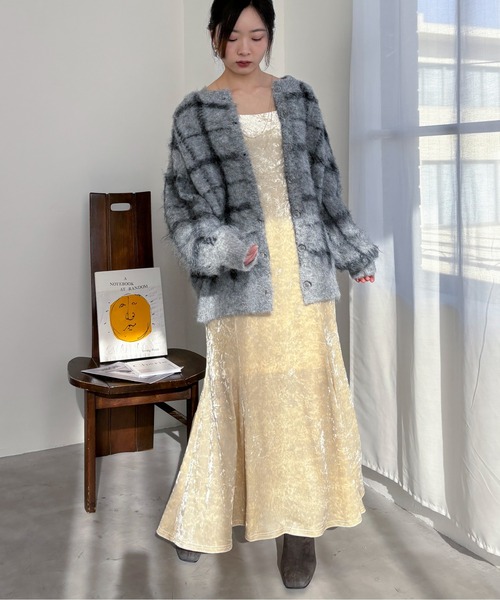 EPIMI E'PIMMY（エピミエピミー）の「【ハンドウォッシャブル】2WAYシャギーチェックカーディガン（カーディガン/ボレロ・レディース・ブラック/オフホワイト/杢グレー・MEDIUM）」の18枚目の写真