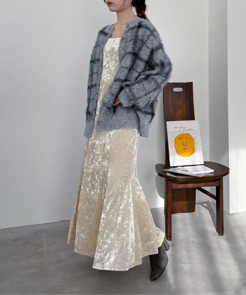 EPIMI E'PIMMY（エピミエピミー）の「【ハンドウォッシャブル】2WAYシャギーチェックカーディガン（カーディガン/ボレロ・レディース・ブラック/オフホワイト/杢グレー・MEDIUM）」の19枚目の写真