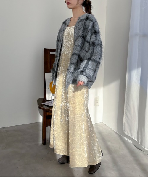 EPIMI E'PIMMY（エピミエピミー）の「【ハンドウォッシャブル】2WAYシャギーチェックカーディガン（カーディガン/ボレロ・レディース・ブラック/オフホワイト/杢グレー・MEDIUM）」の17枚目の写真