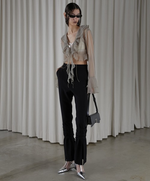 PRANK PROJECT（プランクプロジェクト）の「ラッフルブラウス / Ruffled Blouse（Tシャツ/カットソー・レディース・ベージュ/ブラック・FREE）」の3枚目の写真