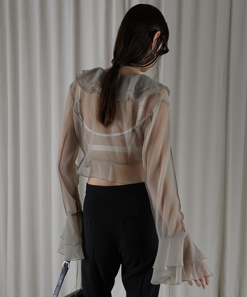 PRANK PROJECT（プランクプロジェクト）の「ラッフルブラウス / Ruffled Blouse（Tシャツ/カットソー・レディース・ベージュ/ブラック・FREE）」の8枚目の写真