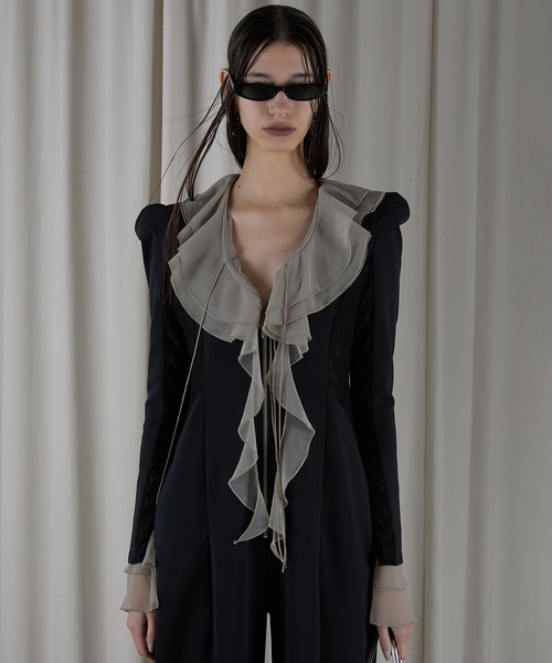 PRANK PROJECT（プランクプロジェクト）の「ラッフルブラウス / Ruffled Blouse（Tシャツ/カットソー・レディース・ベージュ/ブラック・FREE）」の10枚目の写真