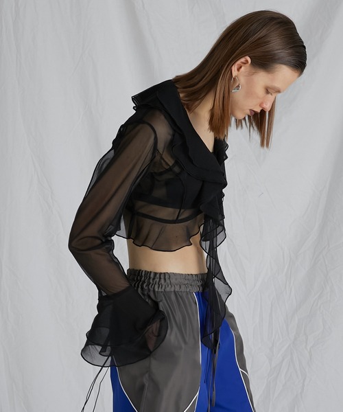 PRANK PROJECT（プランクプロジェクト）の「ラッフルブラウス / Ruffled Blouse（Tシャツ/カットソー・レディース・ベージュ/ブラック・FREE）」の13枚目の写真