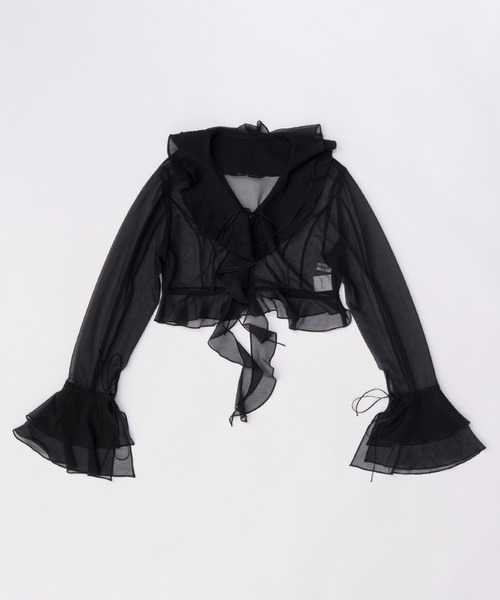 PRANK PROJECT（プランクプロジェクト）の「ラッフルブラウス / Ruffled Blouse（Tシャツ/カットソー・レディース・ベージュ/ブラック・FREE）」の14枚目の写真