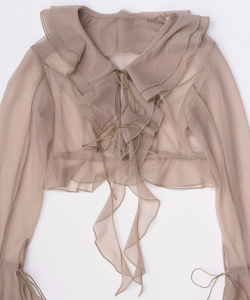 PRANK PROJECT（プランクプロジェクト）の「ラッフルブラウス / Ruffled Blouse（Tシャツ/カットソー・レディース・ベージュ/ブラック・FREE）」の17枚目の写真