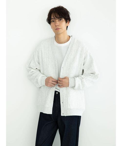 CRAFT STANDARD BOUTIQUE(クラフトスタンダードブティック)の「ケーブル柄カットカーディガン②(カーディガン/ボレロ・メンズ・オートミール・M/L)」の3枚目の写真