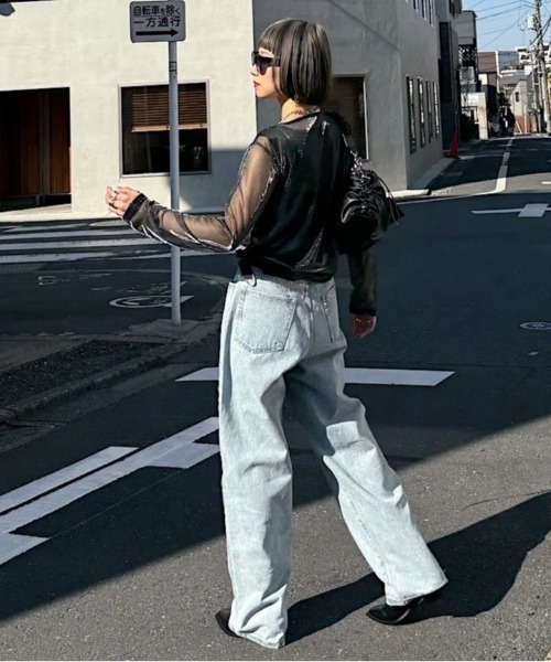 PAGEBOY（ページボーイ）の「メタリックシアーシャーリング（Tシャツ/カットソー・レディース・ブラック/シルバー・FREE）」の10枚目の写真