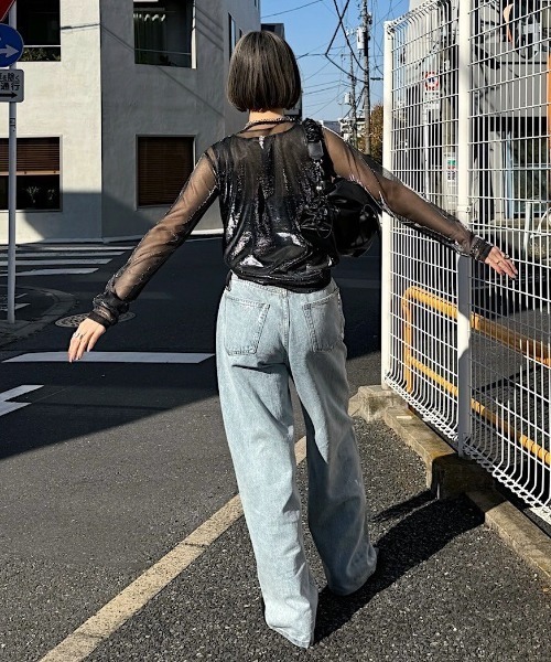 PAGEBOY（ページボーイ）の「メタリックシアーシャーリング（Tシャツ/カットソー・レディース・ブラック/シルバー・FREE）」の12枚目の写真