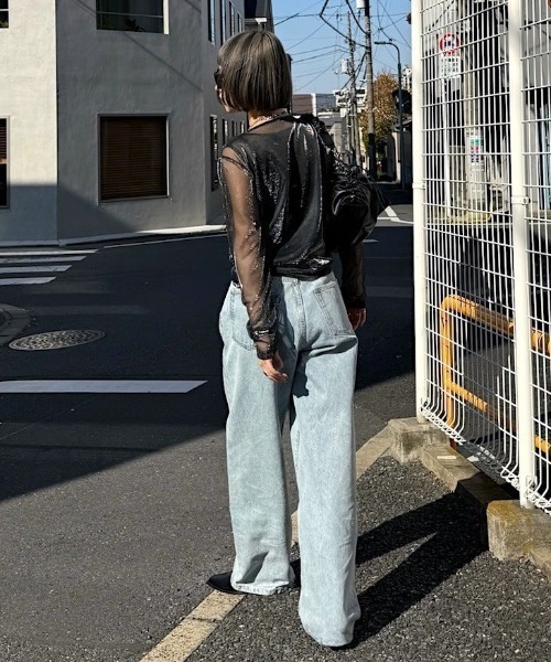 PAGEBOY（ページボーイ）の「メタリックシアーシャーリング（Tシャツ/カットソー・レディース・ブラック/シルバー・FREE）」の11枚目の写真