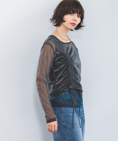 PAGEBOY（ページボーイ）の「メタリックシアーシャーリング（Tシャツ/カットソー・レディース・ブラック/シルバー・FREE）」の13枚目の写真