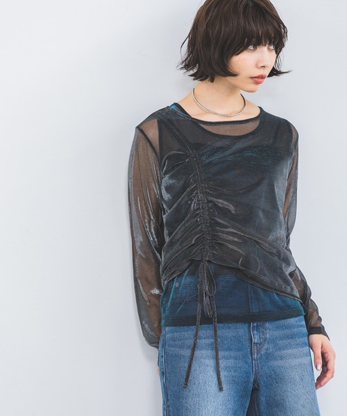 PAGEBOY（ページボーイ）の「メタリックシアーシャーリング（Tシャツ/カットソー・レディース・ブラック/シルバー・FREE）」の14枚目の写真