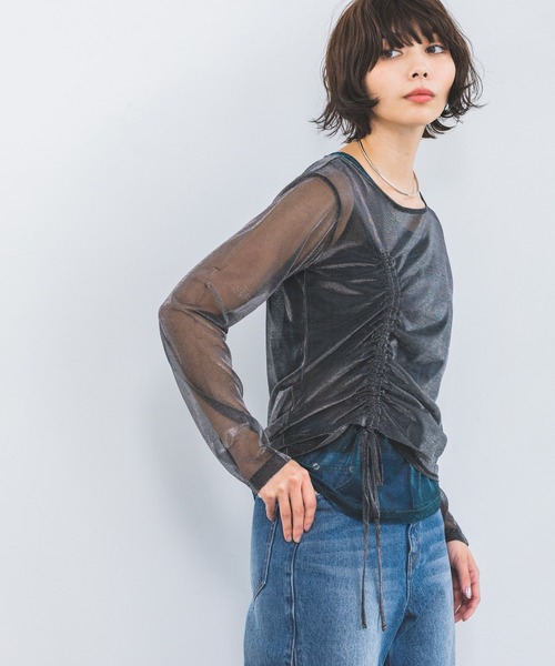 PAGEBOY（ページボーイ）の「メタリックシアーシャーリング（Tシャツ/カットソー・レディース・ブラック/シルバー・FREE）」の15枚目の写真