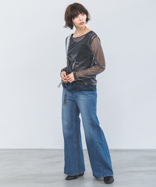 PAGEBOY（ページボーイ）の「メタリックシアーシャーリング（Tシャツ/カットソー・レディース・ブラック/シルバー・FREE）」の17枚目の写真