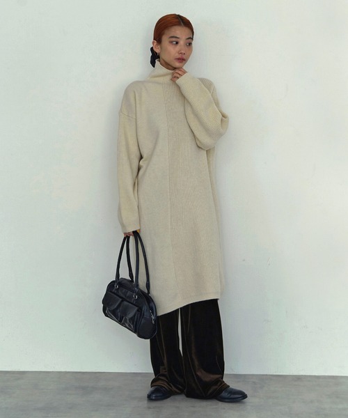 LIENCOEUR（リアンクール）の「ハイネックアシンメトリーワンピース（ワンピース・レディース・ライトベージュ/チャコールグレー/ブラック・FREE）」の12枚目の写真