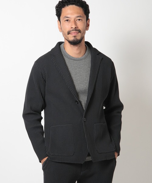 MEN'S BIGI(メンズビギ)の「たて畝ニットジャケット(テーラードジャケット・メンズ・ブルー/チャコールグレー・03/02/01/04)」の16枚目の写真