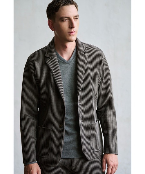 MEN'S BIGI(メンズビギ)の「たて畝ニットジャケット(テーラードジャケット・メンズ・ブルー/チャコールグレー・03/02/01/04)」の9枚目の写真