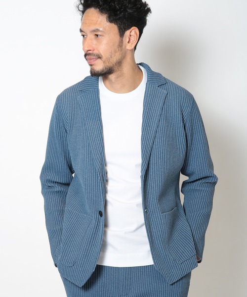 MEN'S BIGI(メンズビギ)の「たて畝ニットジャケット(テーラードジャケット・メンズ・ブルー/チャコールグレー・03/02/01/04)」の13枚目の写真