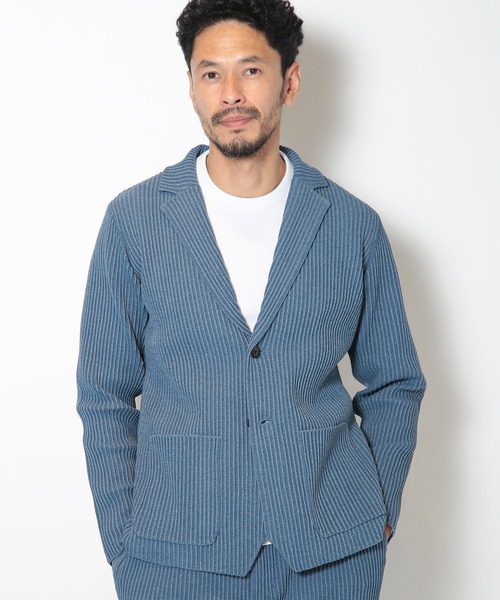 MEN'S BIGI(メンズビギ)の「たて畝ニットジャケット(テーラードジャケット・メンズ・ブルー/チャコールグレー・03/02/01/04)」の14枚目の写真
