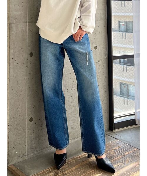 GYDA（ジェイダ）の「ハイウエスト DEEP SIDE BACK DAMAGE ワイド デニムパンツ（デニムパンツ・レディース・ライトブルー/ブルー・SMALL/MEDIUM/X-SMALL）」の8枚目の写真