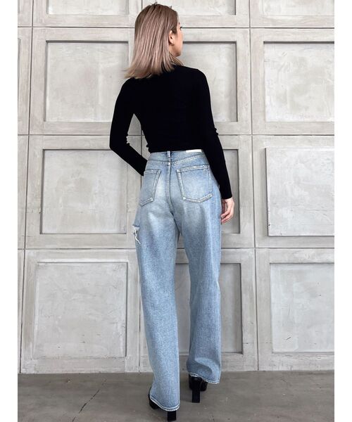 GYDA（ジェイダ）の「ハイウエスト DEEP SIDE BACK DAMAGE ワイド デニムパンツ（デニムパンツ・レディース・ライトブルー/ブルー・SMALL/MEDIUM/X-SMALL）」の18枚目の写真