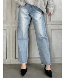 GYDA | ハイウエスト DEEP SIDE BACK DAMAGE ワイド デニムパンツ(デニムパンツ)