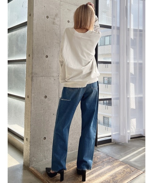 GYDA（ジェイダ）の「ハイウエスト DEEP SIDE BACK DAMAGE ワイド デニムパンツ（デニムパンツ・レディース・ライトブルー/ブルー・SMALL/MEDIUM/X-SMALL）」の5枚目の写真