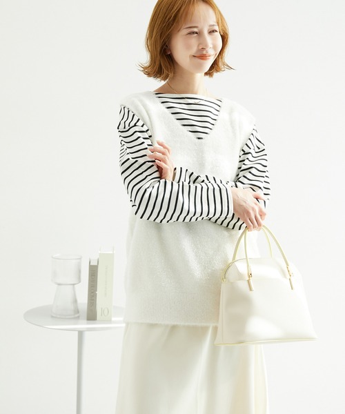 ROPE' PICNIC（ロペピクニック）の「ガラスヤーンニットベスト（ベスト・レディース・ブルー系その他4/オフホワイト・38）」の22枚目の写真