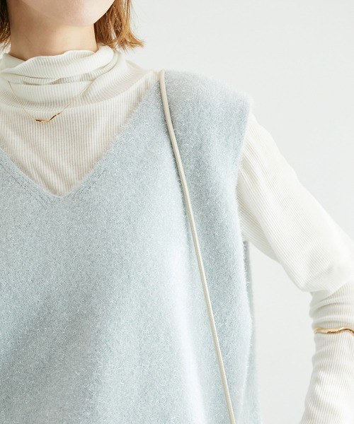 ROPE' PICNIC（ロペピクニック）の「ガラスヤーンニットベスト（ベスト・レディース・ブルー系その他4/オフホワイト・38）」の6枚目の写真