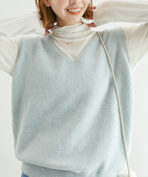 ROPE' PICNIC（ロペピクニック）の「ガラスヤーンニットベスト（ベスト・レディース・ブルー系その他4/オフホワイト・38）」の7枚目の写真