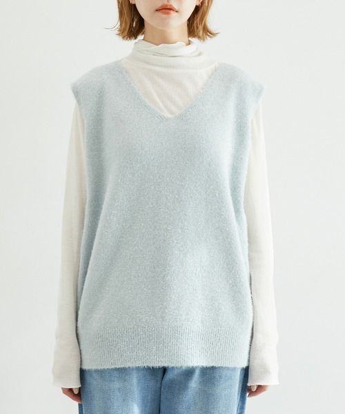 ROPE' PICNIC（ロペピクニック）の「ガラスヤーンニットベスト（ベスト・レディース・ブルー系その他4/オフホワイト・38）」の8枚目の写真