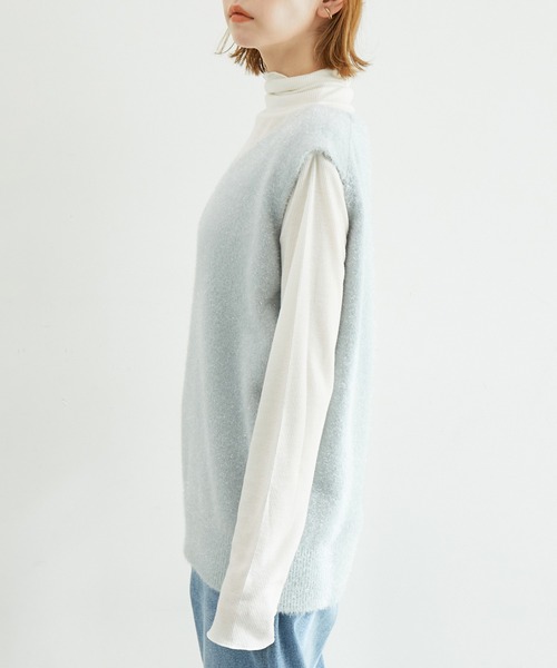 ROPE' PICNIC（ロペピクニック）の「ガラスヤーンニットベスト（ベスト・レディース・ブルー系その他4/オフホワイト・38）」の9枚目の写真