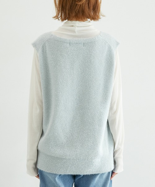 ROPE' PICNIC（ロペピクニック）の「ガラスヤーンニットベスト（ベスト・レディース・ブルー系その他4/オフホワイト・38）」の10枚目の写真