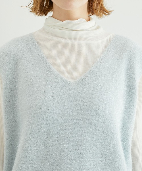 ROPE' PICNIC（ロペピクニック）の「ガラスヤーンニットベスト（ベスト・レディース・ブルー系その他4/オフホワイト・38）」の11枚目の写真