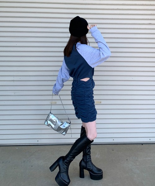 non-hedge（ノンヘッジ）の「ダブルポケットナイロンバッグ（ショルダーバッグ・レディース・ブラック/シルバー・FREE）」の6枚目の写真