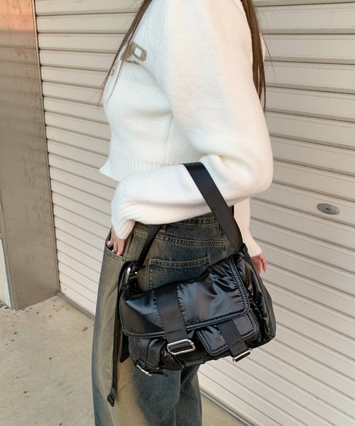 non-hedge（ノンヘッジ）の「ダブルポケットナイロンバッグ（ショルダーバッグ・レディース・ブラック/シルバー・FREE）」の12枚目の写真