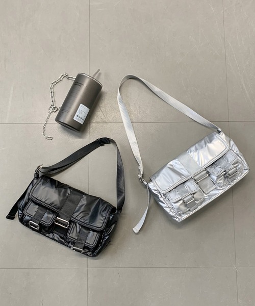 non-hedge（ノンヘッジ）の「ダブルポケットナイロンバッグ（ショルダーバッグ・レディース・ブラック/シルバー・FREE）」の16枚目の写真