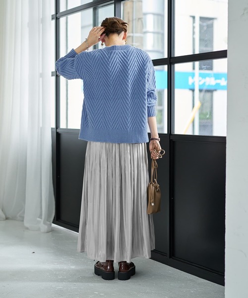 V字柄編みニットトップス（ニット/セーター）｜STYLE DELI（スタイル