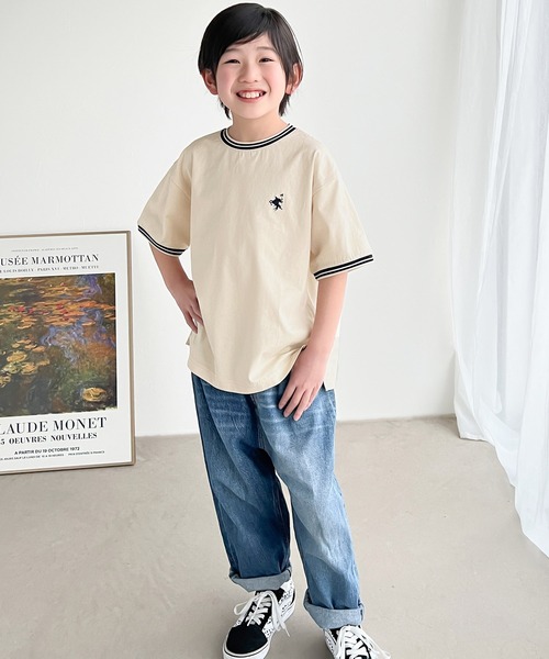 Java（ジャバ）の「《JaVa ジャバコラボ》着るだけで気分が上がる！綿100%シルケット 配色刺繍半袖Tシャツ（Tシャツ/カットソー・キッズ・アイボリー/グリーン・100/120/140/160）」の6枚目の写真