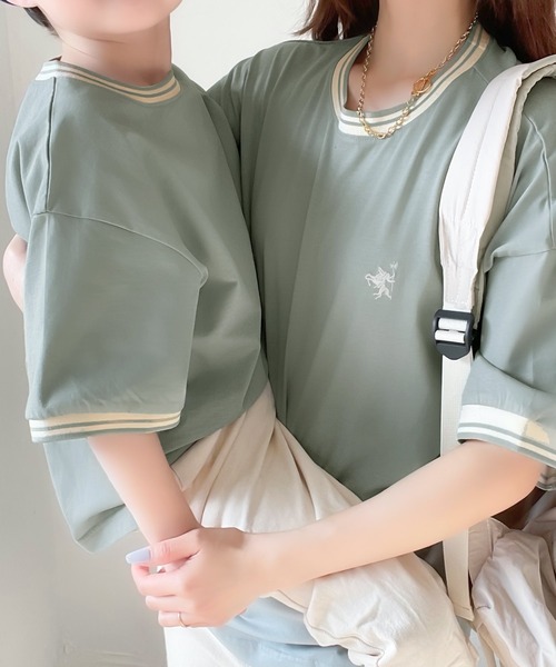 Java（ジャバ）の「《JaVa ジャバコラボ》着るだけで気分が上がる！綿100%シルケット 配色刺繍半袖Tシャツ（Tシャツ/カットソー・キッズ・アイボリー/グリーン・100/120/140/160）」の13枚目の写真
