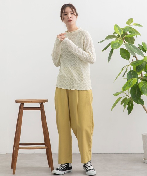 POU DOU DOU（プードゥドゥ）の「花柄シアータートルトップス（Tシャツ/カットソー・レディース・オフホワイト/ブラック/ミント/ダークグレー・3）」の18枚目の写真