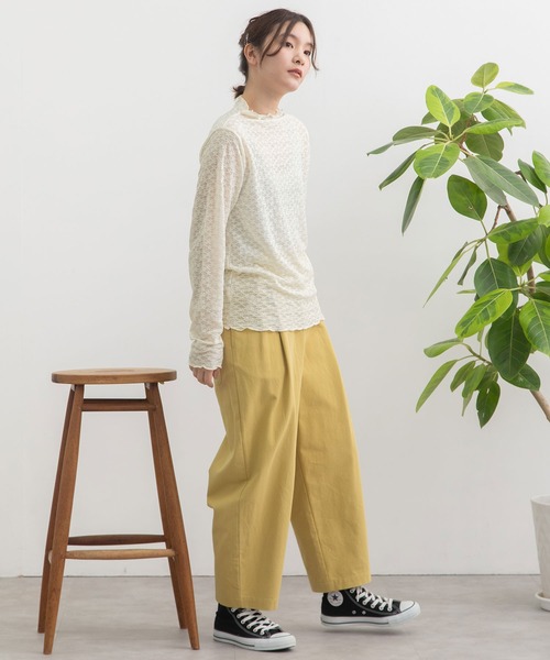 POU DOU DOU（プードゥドゥ）の「花柄シアータートルトップス（Tシャツ/カットソー・レディース・オフホワイト/ブラック/ミント/ダークグレー・3）」の17枚目の写真