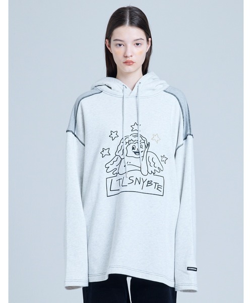 Little sunny bite（リトルサニーバイト）の「《Little sunny bite》angel stitch hoodie（パーカー・レディース・ブラック×ピンク/グレー系/グリーン系・MEDIUM/SMALL）」の2枚目の写真