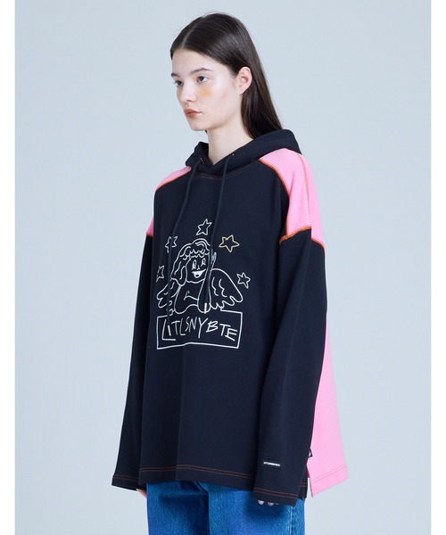 Little sunny bite（リトルサニーバイト）の「《Little sunny bite》angel stitch hoodie（パーカー・レディース・ブラック×ピンク/グレー系/グリーン系・MEDIUM/SMALL）」の13枚目の写真