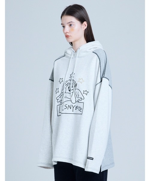 Little sunny bite（リトルサニーバイト）の「《Little sunny bite》angel stitch hoodie（パーカー・レディース・ブラック×ピンク/グレー系/グリーン系・MEDIUM/SMALL）」の14枚目の写真