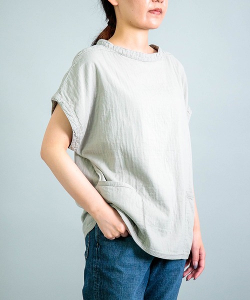 OMNIGOD（オムニゴッド）の「[OMNIGOD womens / オムニゴッド] ダブルガーゼフレンチスリーブガーデナーシャツ（シャツ/ブラウス・レディース・グレー/ブラック/ホワイト/ブルー・FREE）」の16枚目の写真