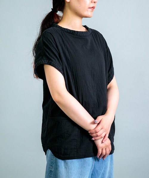 OMNIGOD（オムニゴッド）の「[OMNIGOD womens / オムニゴッド] ダブルガーゼフレンチスリーブガーデナーシャツ（シャツ/ブラウス・レディース・グレー/ブラック/ホワイト/ブルー・FREE）」の19枚目の写真