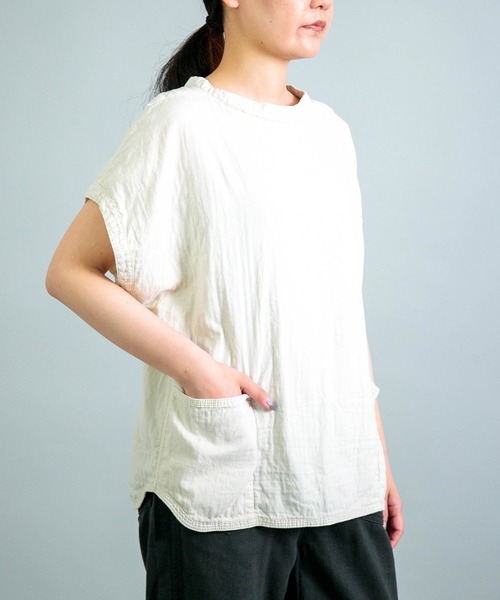 OMNIGOD（オムニゴッド）の「[OMNIGOD womens / オムニゴッド] ダブルガーゼフレンチスリーブガーデナーシャツ（シャツ/ブラウス・レディース・グレー/ブラック/ホワイト/ブルー・FREE）」の21枚目の写真